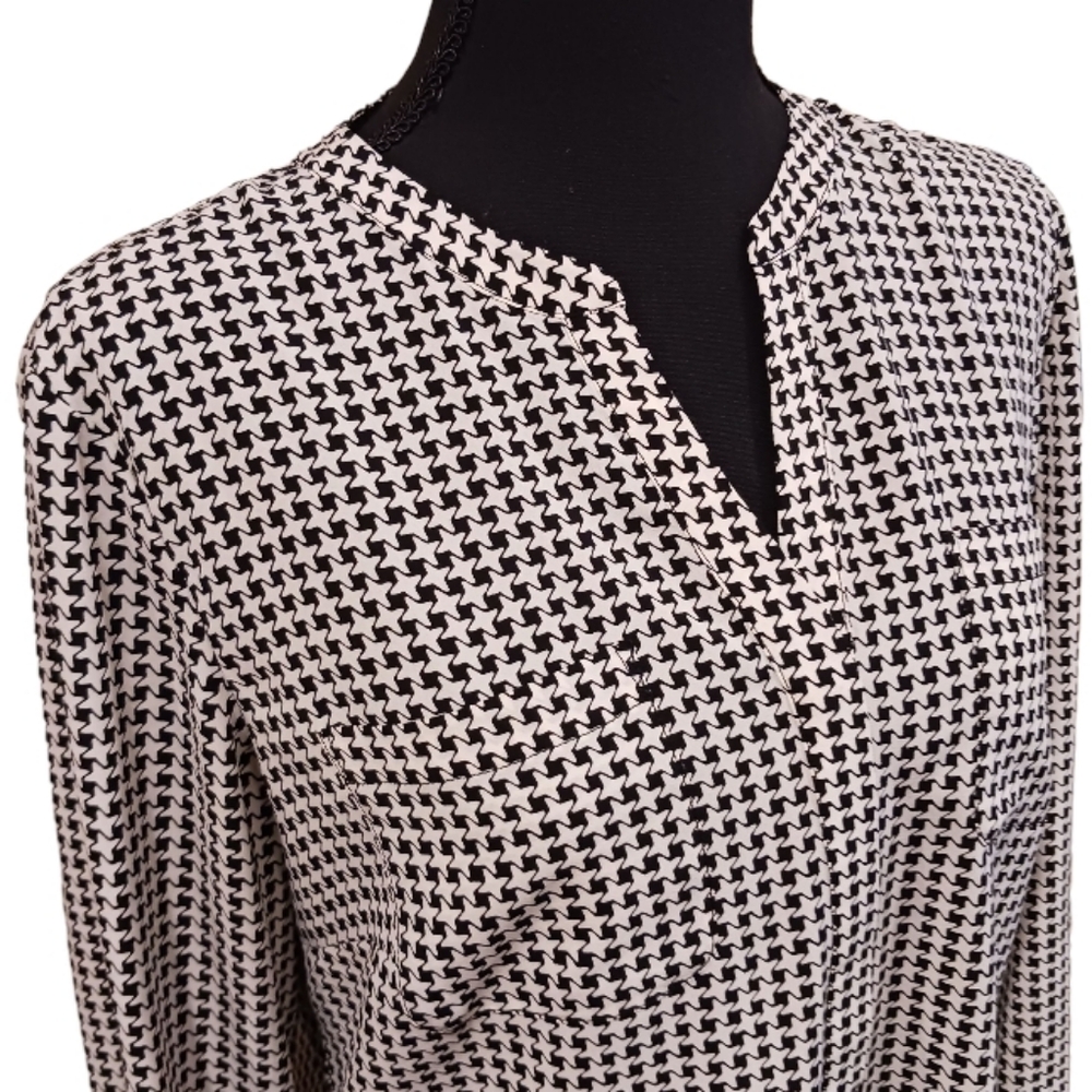 Talbots Popover Geo Print Blouse